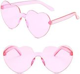 Heart Glasses, Pink Heart Shaped Rimless Sunglasses for Women, Plastic Party Heart Glasses Novelty Fun Sunglasses Transparent Heart Accessories for Valentine