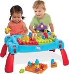 MEGA BLOKS Build 'n Learn Table toy building set with 30 big building blocks and 1 rolling vehicle, toy set for boys and girls, ages 1 and up