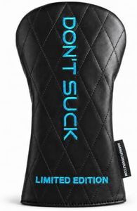 Aiming Fluid Golf “Don’t Suck” Driver Headcover Premium Quilted Leather Golf Driver Head Cover, Funny Golf Club Headcover, Luxury Golf Bag Accessory, Unique Golf Gift for Men (After Dark- Laser Blue)