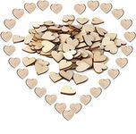 AONAT 100 Pieces Mini Wooden Heart for Crafting, Wood Slices Natural Wooden Love Hearts, Personalised Wooden Baubles Embellishments for DIY Wedding Birthday Party Decoration