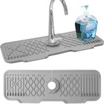 ADOV Sink Faucet Mat, Silicone Sink Splash Guard for Kitchen Bathroom Counter, Self Draining Anti-Slip Soap and Sponge Holder Drip Catcher Tray and Faucet Draining Pad for Bathroom Worktop Protector