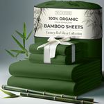 DECOLURE 100% Organic Bamboo Viscose Sheets Queen Size 4 pcs - Ultra Soft & Luxuriously Cooling, 16" Deep Pocket, Double Stitching, Perfect for Hot Sleepers - Luxury Queen Bed Sheets Set (Olive)