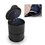 FOCCTS Car Ashtray Portable Car Smokeless Cylinder Ashtray Cigarettes Holder Self-Extinguishing Ashtray With LID And Blue LED Light Indicator for Vehicle Truck Office Home