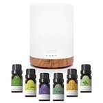 ASAKUKI 300ml Aroma Diffuser for Essential Oils with 6Pcs*10ml Pure Essential Oil Gift Set, Cool Mist Essential Oil Diffuser with 4 Timer Setting, 15 Color Lights, Auto Shut Off