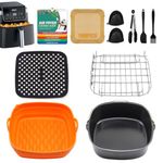 11pcs Air Fryer Accessories for Ninja Air Fryer Pro XL 6-in-1 6.5 QT AF181 and 6-8 QT Air Fryer, with Air Fryer Liners Disposable 100pcs and Silicone Aiy Fryer Liners Reusable, Cheat Sheet
