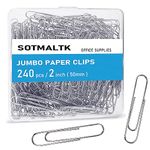 240pcs Jumbo Paper Clips, 50mm Large Silver Paper Clip, Big PaperClips for Paperwork Office School and Personal Use