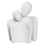 Notakia Hugging Couple Ceramic Sculpture,Passionate Love Statue Romantic Sculptures Home Decor Modern for Office Bookshelf Desktop Decorations (Set of 2 White)