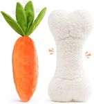 EHEYCIGA 2 Pack Dog Toys for All Breed Sizes, Dog Squeaky Toys to Keep Them Busy, Funny Dog Plush Toys with Squeakers, Cute Stuffed Dog Toys for Entertainment, Bone & Carrot