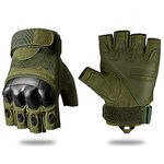 Fuyuanda Half Finger Outdoor Gloves Hard Knuckles Tactical Glove for Shooting, Military, Hunting, Driving, Paintball, Cycling, Airsoft, Army, Sporting Motorcycle Glove Olive Large