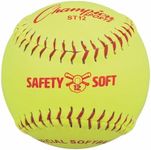 Champion Sports Safety Softballs - Sponge Rubber Core - Syntex Leather Cover - Medium Compression - Pack of 12 - Level 10 (Ages 12+)