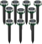 Mole Repeller Solar Powered - 10Pack, Snake Repellent for Yard Gopher Mole Repeller for Lawn Garden, Waterproof Pest Control Outdoor Keep Moles Out of Yard, Round