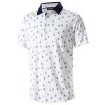 Golf Shirts for Men Dry Fit Performance Print Short Sleeve Moisture Wicking Golf Polo Shirts, White Navy Anchor, XX-Large