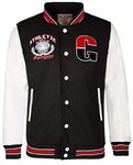 Men's Black and White Cotton Wool Baseball White PU Leather Sleeved Varsity Letterman Badged Bomber Jacket M