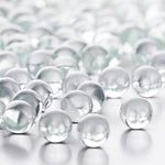 CYS EXCEL Clear Glass Marble Gemstone Vase Filler (1 LB) | Multiple Color Choices Aquarium Glass Round Marble Beads | Decorative Mosaic Glass Gem Pebbles (Approx. 80-93 PCS)