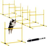 Halloscume 6 Pcs Dog Agility Training Equipments Hobby Horse Jumps Adjustable Jumps Hurdles Pet Jump Bars with Bag and Whistle for Indoor Outdoor Dog Pet Agility Course Game(Yellow)