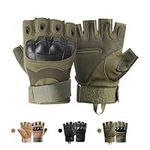 CubePlug Mens Breathable Padded Fingerless Motorcycle Gloves Half Finger Gloves for Cycling Hiking Climbing Outdoor Sports (Olive Green, M)