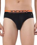 Jockey Men's Cotton Briefs (Pack of 1) (FP02_Navy_Medium_Navy & Neon Orange_M)