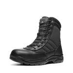 NORTIV 8 Men's Steel Toe Work Boots Safety Shoes Supportive Breathable Protective Anti-Slip Industrial Leather Booties TROOPER-STL,Size 12,Black,TROOPER-STEEL