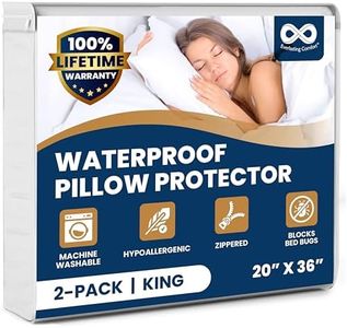 Waterproof Pillow Protector King (2-Pack) - Zippered, Hypoallergenic, Dust Mite & Bed Bug Proof, Allergy Pillow Covers