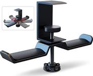 Dual Headphone Stand Hanger Under Desk, APPHOME 360 Degree Rotating PC Gaming Headset Holder Aluminum Clamp Hook Space Save Mount, Universal Fit All Headphones, Black
