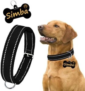 Kraftidy Dog Collar Belt with Name tag id Custom for Small Medium Large Dogs Neck Collar with Personalized Dog Name (with Your Dog Name) (Reflective) (Black) (Medium)