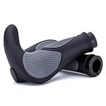 VOANZO MTB Bicycle Handlebar Grips, Ergonomic Designed Integrated Bike Horn Grips with Bar Ends Plugs, for Inside Diameter (Black)