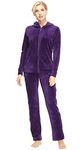 Dolcevida Women's Velour Tracksuits 2 Piece Outfits Hoodie & Sweatpants Sweatsuit Set (Full Zip Top- Purple, L)