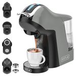 19 Bar Espresso 5in1 Automatic Coffee Machine for Nespresso Original/Dolce Gusto/L’OR/MIO/Ground Capsule and ESE Coffee Pods(GERY)
