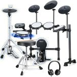 Fesley Electric Drum Set, Electronic Drum Set with 4 Quiet Mesh Drum Pads, Independent HiHat and Kick Drum Full Size Adult Drum Set, 3 Cymbals with Choke, 225 Sounds, USB MIDI, Drum Throne, and Sticks