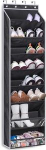 MISSLO Over Door Shoe Storage, 8 Shelves Large Hanging Shoe Organizer, Narrow Door Shoe Rack Organiser, Shoe Holder Hanger with Deep Pockets for Closet fit 20 Pairs Sneakers, Boots, Black