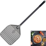 Pizza Peel Metal Perforated Pizza Paddle, Hard Anodized Aluminum Pizza Turning Peel Durable Pizza Tool for Baking Pizza Brick Oven (14 Inch, Handle Length 32 Inch)