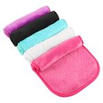 5 Pack Make Up Remover Cloth, 15.75 * 7.87in Flannel Face Cloth Face Wipes for Sensitive Skin Make Up Removing (Black+Violet+Cherry Red+Green+White)