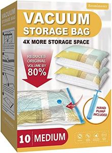 Vacuum Storage Bags, 10 Medium Space Saver Bags Vacuum Seal Bags with Pump, Space Bags, Vacuum Sealer Bags for Clothes, Comforters, Blankets, Bedding