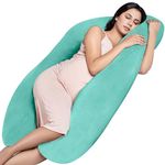 MY ARMOR Full Body U Shape Pregnancy Pillow for Pregnant Women, Maternity Pillow Gift for Pregnancy Sleeping, 3 Months Warranty, Premium Velvet Cover with Zip, Aqua Green