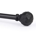 SZXIMU Black Curtain Rod 28 to 48 Inches Pole Rideau 5/8 Inch for Windows with Diamond Pattern Finials