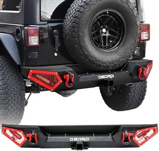 OEDRO Rear Bumper for Jeep, Compatible with 2018-2025 Jeep Wrangler JL JLU Unlimited Off-road Bumper w/2" Hitch Receiver, Paintable Armor, 2 x LED Lights & D-Rings for 2/4 Doors, Black