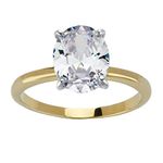 PalmBeach Yellow Gold-Plated Platinum-Plated or Silvertone Round Cubic Zirconia Solitaire Engagement Ring Sizes 5-10, Metal, Cubic Zirconia