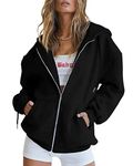 Jhsnjnr Women's Oversized Hoodie Fashion Y2K Hoodie Casual Fall Jacket Zip Up Sweatshirt Black