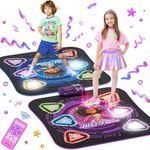 Surelect Dance Mat, 2025 Light Up 2-Player Opposing Dance Pad with Single & Double Player Modes, 12-Button Music Toys with Wireless Bluetooth, Christmas Birthday Gift for 3-12 Year Old Boys Girls