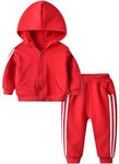 HSTiSan Toddler Boys Girls Clothes Sets 2 Piece Long Sleeve Sports Outfit Clothing Hooded Casual Outerwear Red 3-4 Years