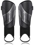 Upgraded Soccer Shin Guards for Kids Youth, CE Certified AirsFish Shin Ankle Guard Sleeves Protection Gear for Boys Girls Soccer Games EVA Cushion Reduce Shocks and Injuries (Small, Carbon Black)