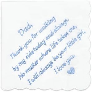 Lamyba Father of the Bride Gifts Embroidered – Something Blue Gift, Father of the Bride Keepsake Handkerchief Cotton, Bridal Shower Gifts (Blue/White)
