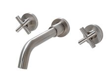 SITGES Brushed Nickel Bathroom Faucet, Double Handle Wall Mount Bathroom Sink Faucet and Rough in Valve Included (Brushed Nickel)