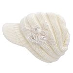 HugeStore Women Ladies Winter Crochet Peaked Beanie Cap Hat Knitted Skull Cap White