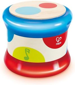 Hape Baby Drum | Colorful Rolling Drum Musical Instrument Toy For Toddlers, Rhythm & Sound Learning, Battery Powered (E0333), L: 5.9, W: 5.9, H: 5 inch