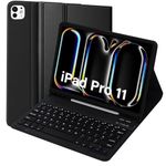 For iPad Pro 11 inch 2024 Case with Keyboard, Wireless Bluetooth Keyboard for iPad Pro 11 M4, (UK Layout) Case with Pencil Holder, Removable Magnetic Wireless Keyboard for iPad Pro 2024 11", Black