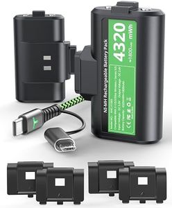 Rechargeable Xbox Controller Battery Pack, Fast Charging 2x4320mWh For Xbox Series X/S/Xbox One/Elite-Charge and Play, Charging Accessories Kit for 5FT USB Type-C Cable with Adapter, 4 Battery Covers