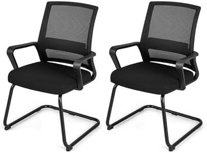 Giantex 2 Pack Office Guest Chair, Conference Reception Chair w/Lumbar Support & Sled Base, Ergonomic Mid-Back Mesh Chair w/Upholstered Seat, Executive Chair for Reception Conference Waiting Room