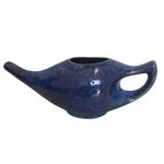 2activelife Ceramic Neti Pot, Premium Handcrafted Durable, Dishwasher Safe, for Nasal Cleansing + 5 Sachet Neti Salt, 225 Ml. (7.6 FL Oz) Capacity - Elegant Diagonal Blue Color