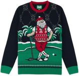 The Ugly Sweater Co. Mens Sports Golf Sports Ugly Christmas Sweater for Holiday Fun Design, Snug Fit Breathable Crewneck (Twilight Christmas, Medium)